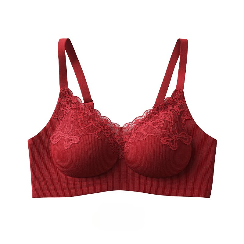 Women Fashion Ribbed Lace Bral - Wirefree Bra Comfort 评论和价格