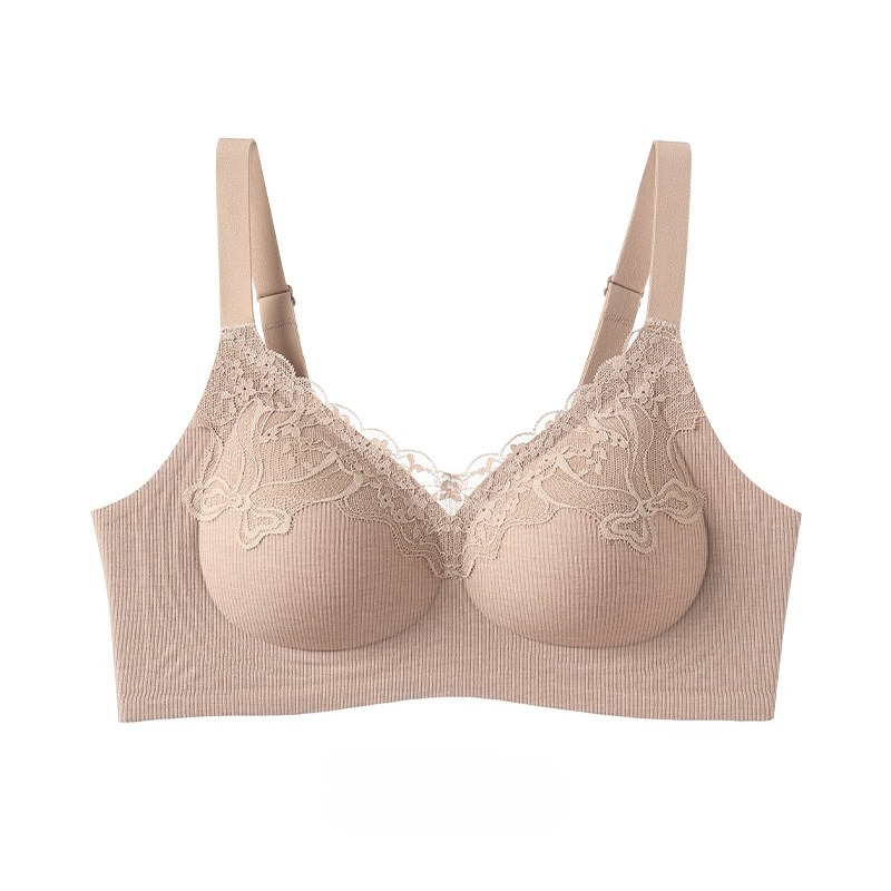 Women Fashion Ribbed Lace Bral - Wirefree Bra Comfort 评论和价格
